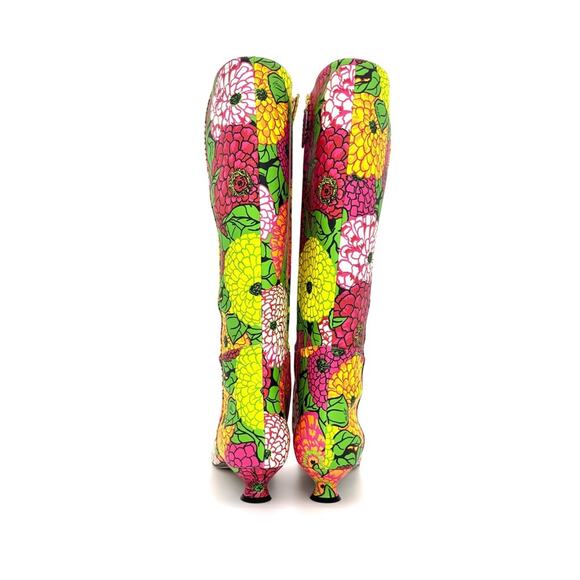 NIB Gucci x Ken Scott Horsebit Pomponica Knee High Floral Kitten Heel Boots 36 - Picture 6 of 9